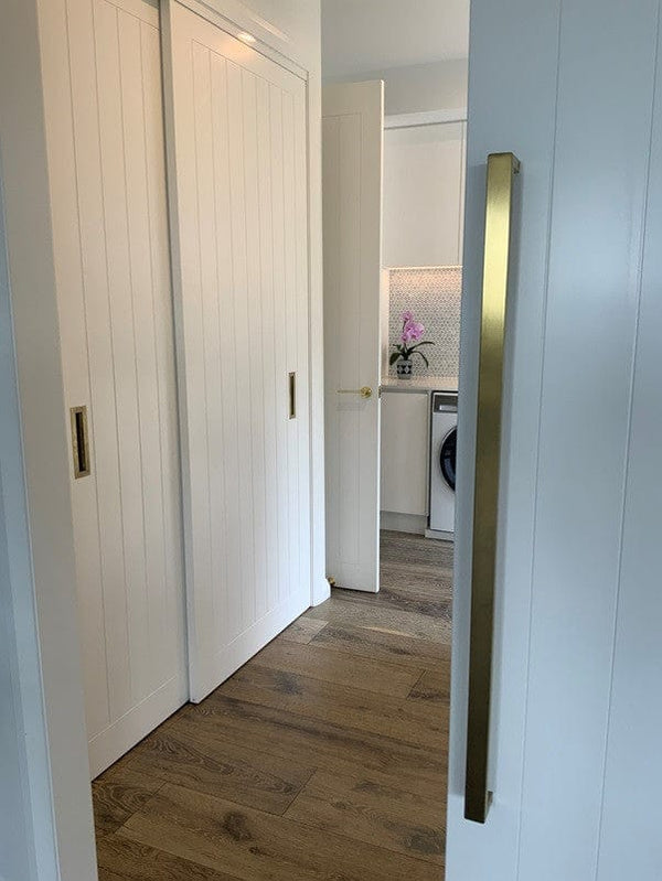 Brushed Brass Door Pull Handles 900mm I Cubic Series